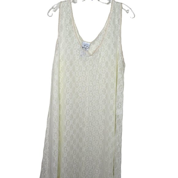 Vintage Kathryn Deene Full Length White Lace Night Gown 26/28 Nylon Sleeveless - Picture 13 of 14